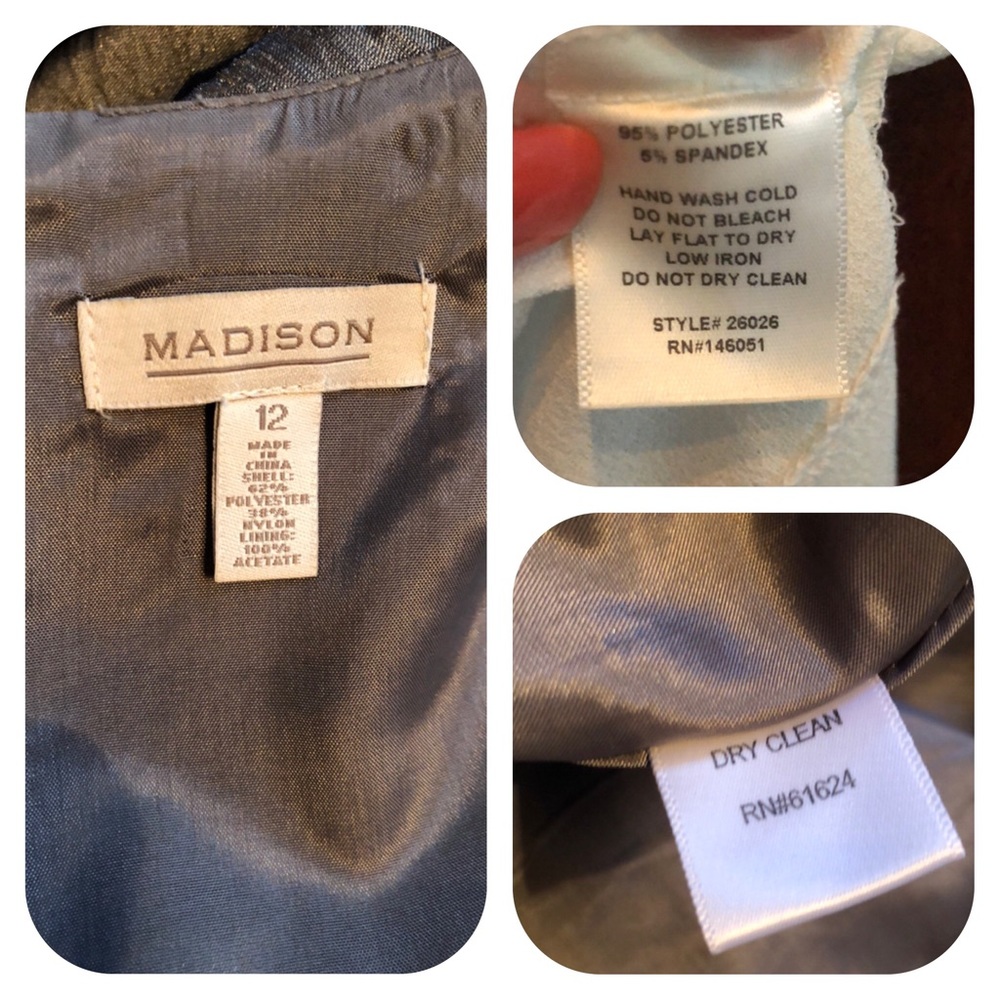 Madison Gray Embellished Waist Dress Sz 12 - Picture 7 of 7